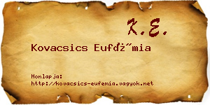 Kovacsics Eufémia névjegykártya